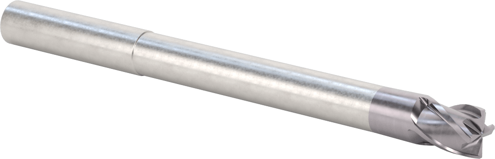 Hızlı Kesim Karbür Yuvarlak Kenarlı Kare Uçlu Freze, 4 Kanallı, 0.475" Çap x 3-1/2" Uzunluğunda Boyun, 0.015 inç Köşe Kesimi