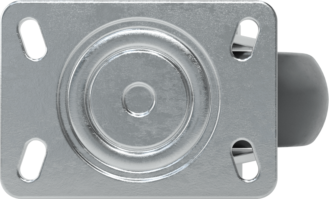 6-5/8" x 4-3/4" Plakalı Kolay Dönen Tekerlek, Yüksek Kapasiteli, Frenli Döner Tekerlek ve 6" Çaplı Gri Poliüretan Tekerlek