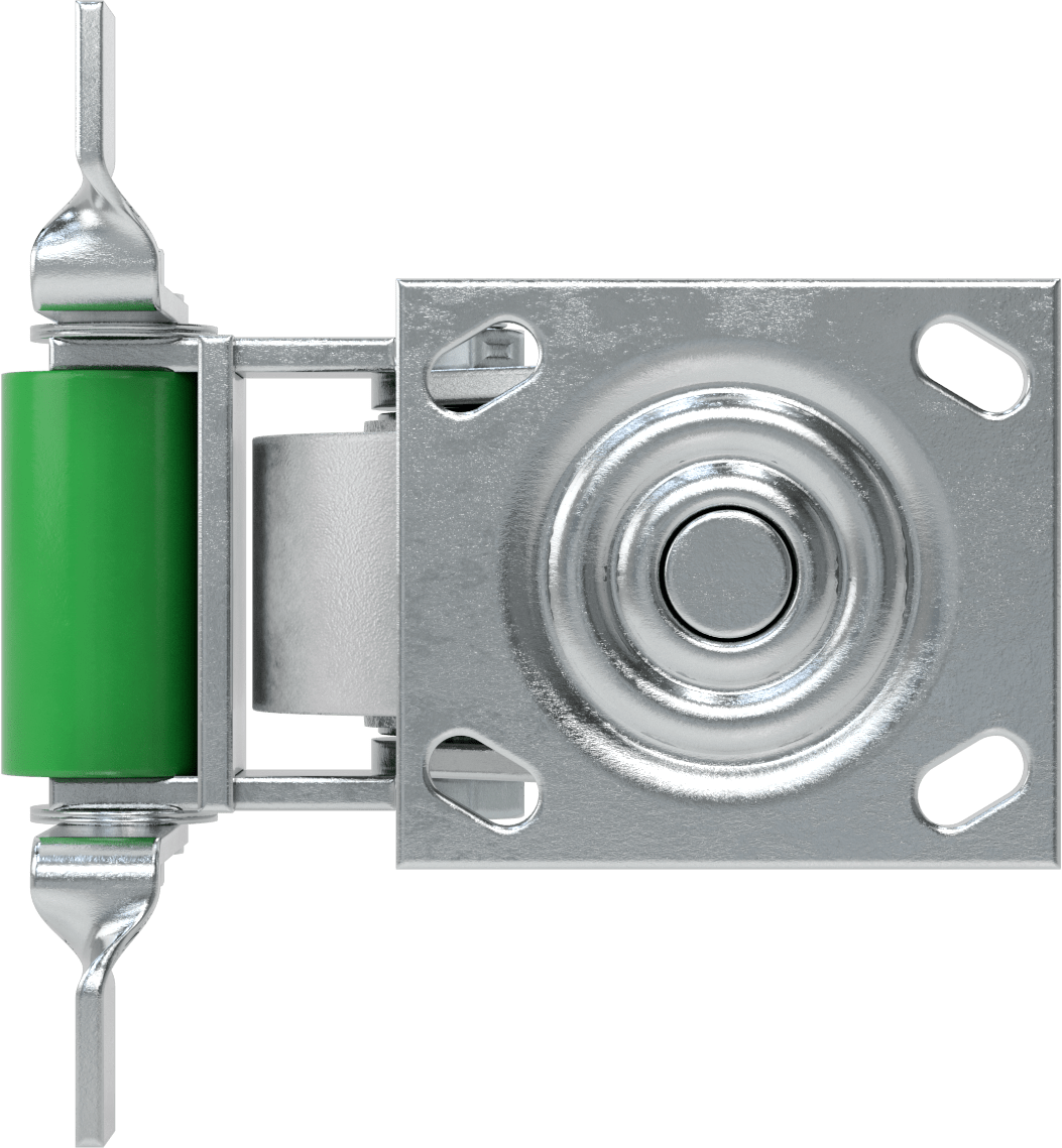 4-1/2" x 4" Plakalı Yüksek Kapasiteli Spartan Tekerlek, Frenli ve 3-1/4" Çapında Açık Rulmanlı Metal Tekerlekli Döner Tekerlek