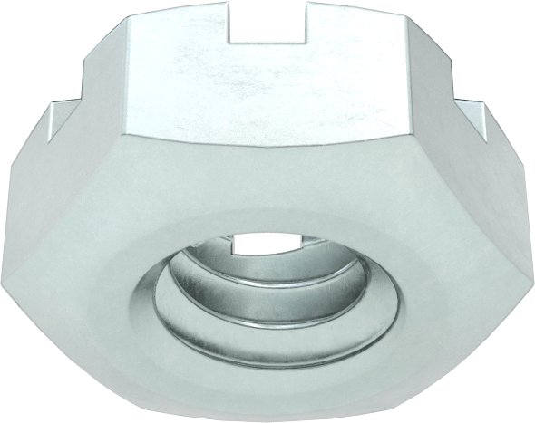 Düşük Mukavemetli Çelik Kilit Somunu, Kopilyalarla Kullanım için, Çinko Kaplamalı, 1/4"-20 Diş Boyutu