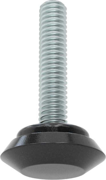PVC Tabanlı Sert Seviyelendirme Montaj Parçaları, 1-1/2" Uzunlukta 5/16"-18 Dişli Çinko Kaplı Çelik Saplamalı