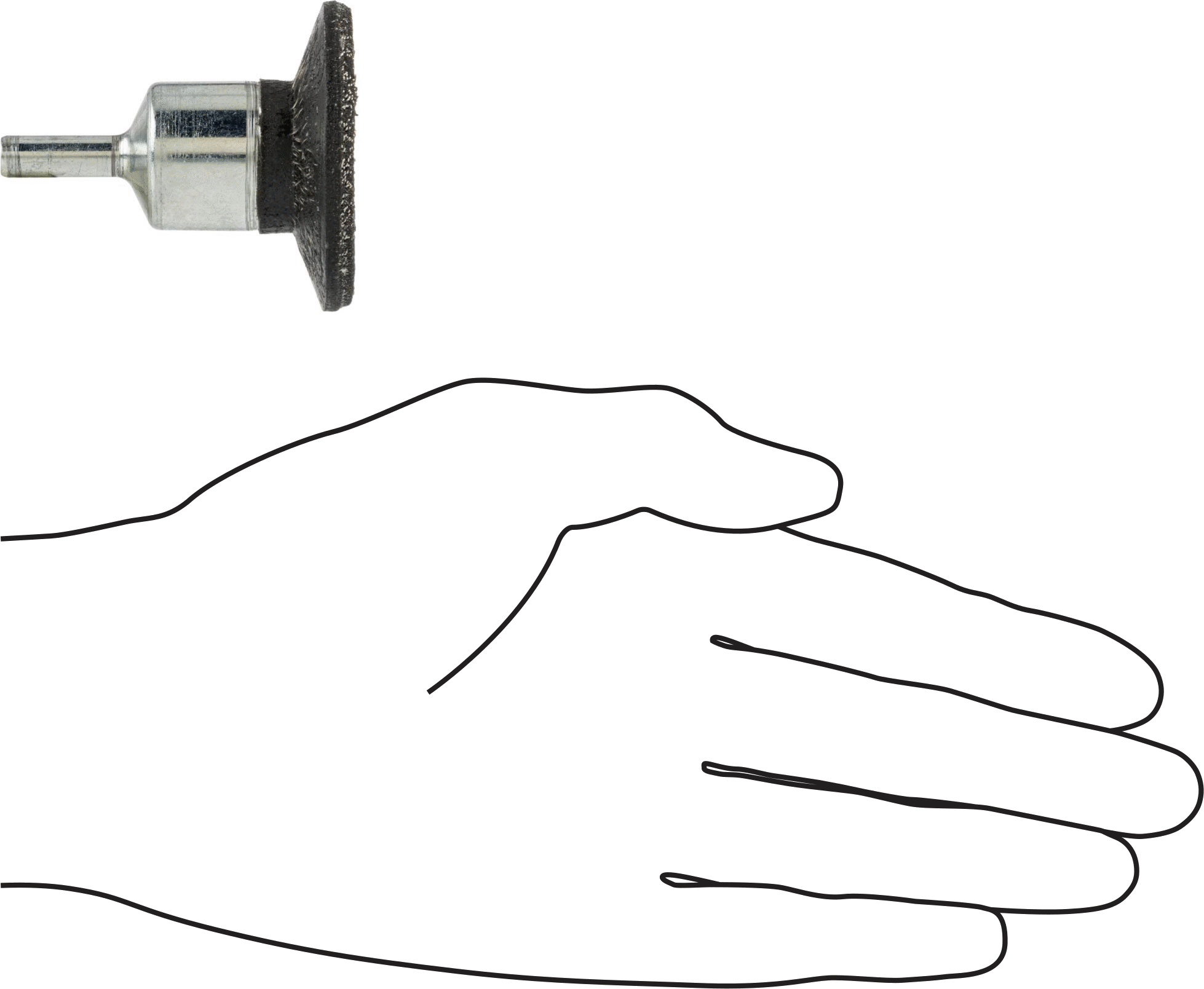 Açılar ve Köşeler için Şaftlı Uç Fırçası, Uzun Ömürlü, 1-3/4" Fırça Çapı, 0.01" Çapında Paslanmaz Çelik Kıllar