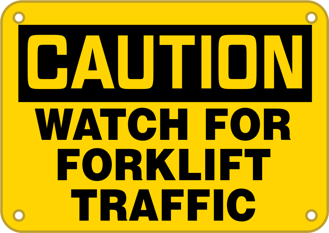 Montaj Delikli Alüminyum Tabela, (Dikkat-Forklift Trafiğine Dikkat Edin), 7 inç Yükseklik x 10 inç Genişlik