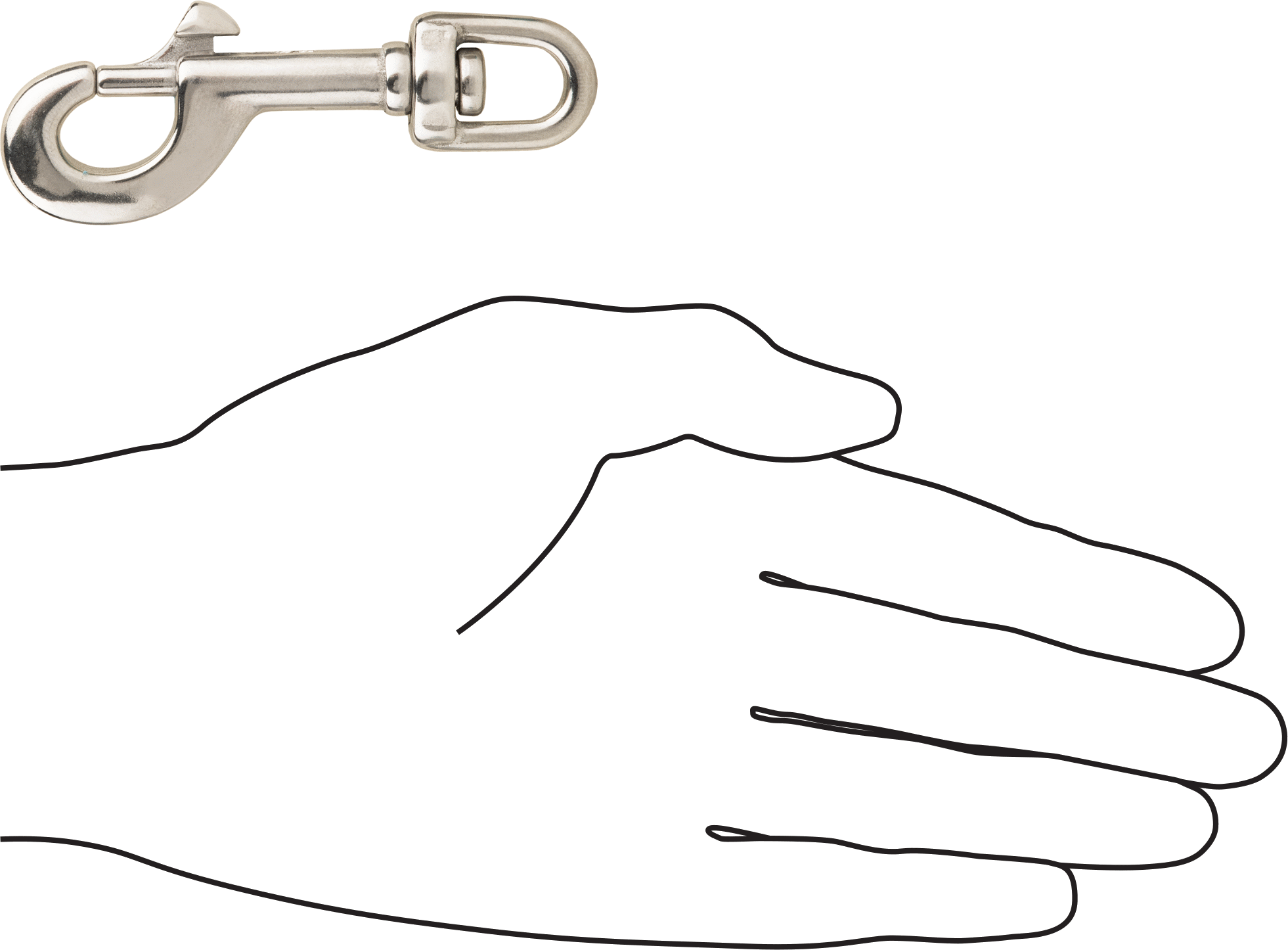 Döner Gözlü Kaydırmalı Cıvata Mandallı Karabina, 304 Paslanmaz Çelik, 1/4" Açıklık Genişliği, 2-1/8" Kullanılabilir Uzunluk