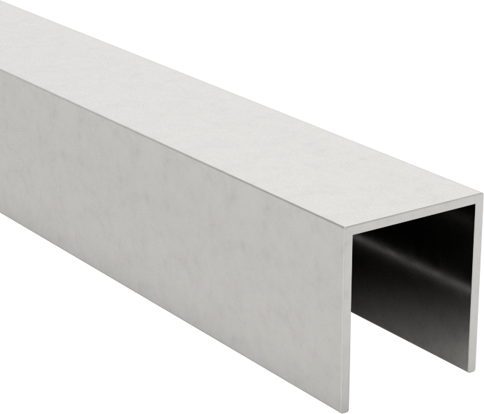 İtmeli Kenar Çıtası, Paslanmaz Çelik, 1/4" İç Genişlik, 5/16" Dış Yükseklik, 3 Fit Uzunluk