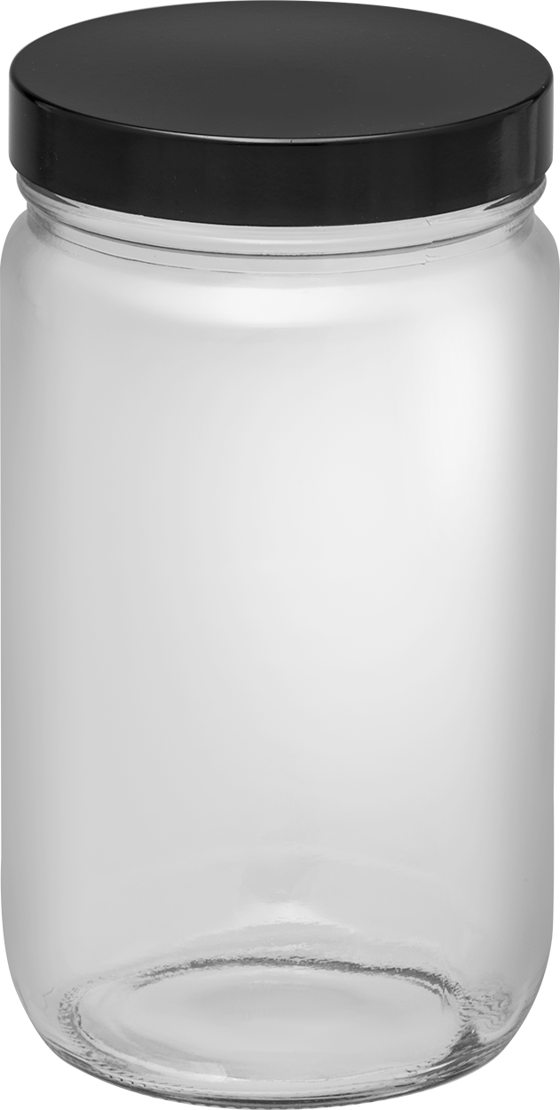 PTFE Plastik Contalı Şeffaf Cam Kavanoz, 32 FL oz/950 ml Kapasite — Glass, Phenolic, Plastic, PTFE, Soda-Lime Glass, 32 fl. oz., 950 ml,…