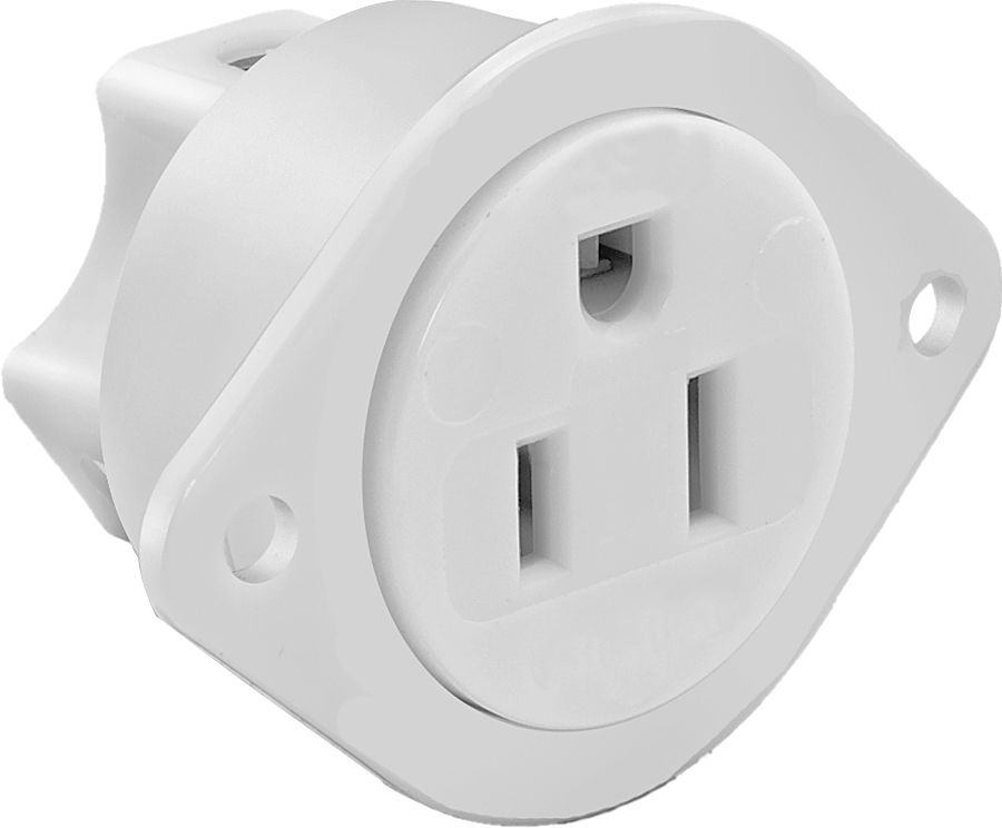 Düz Bıçaklı Yuva, Üç Yuvalı Panel Montajlı Dişi, NEMA 5-15 — 125V AC, Dişi, 15A