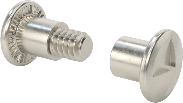 Kurcalamaya Dayanıklı Tek Yönlü Bağlantı Silindirleri ve Vidaları, 18-8 Paslanmaz Çelik, 1/2" ila 5/8" Kalınlık için, 1/4" Uzunluğunda Namlu