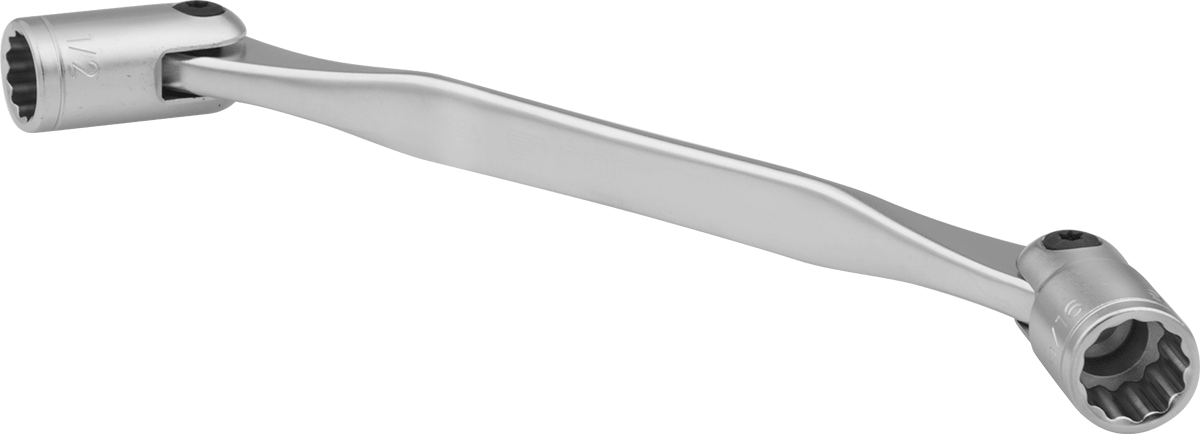 Esnek Başlıklı Lokma Anahtarı, 12 Noktalı Açıklıklı, 16 mm x 17 mm Boyut, 11" Toplam Uzunluk — Bireysel, 11", Krom Kaplama