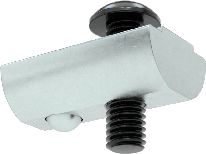 T-Yuvalı Çerçeve Bağlantı Elemanları, Kendinden Hizalamalı Somun ve 10-32 x 5/8" Vida, 1.5 inç ve 40 mm Ray