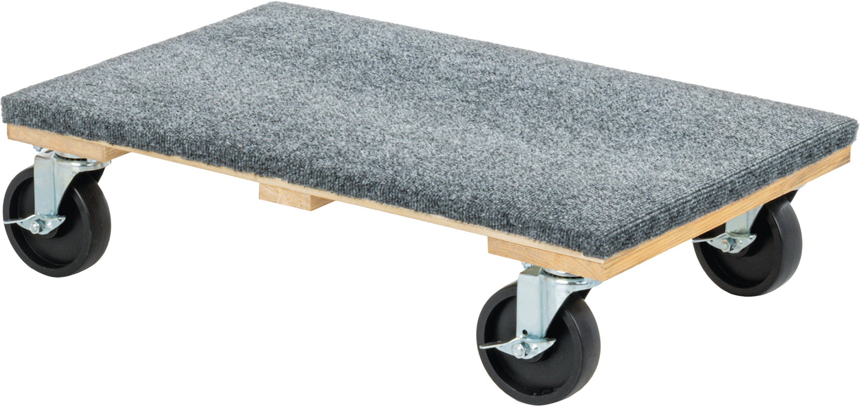 Ahşap Taşıma Arabası, 1500 lb. Kapasite, 30" Uzunluk x 18" Genişlik Halı Kaplı Katı Platform