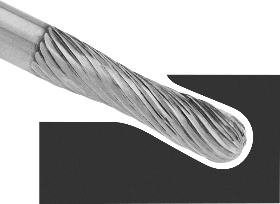 Yüksek Hızlı Çelik Frez, 1/4" Çaplı Şaftlı, Dışbükey-İçbükey, 1/4" Baş Çapı