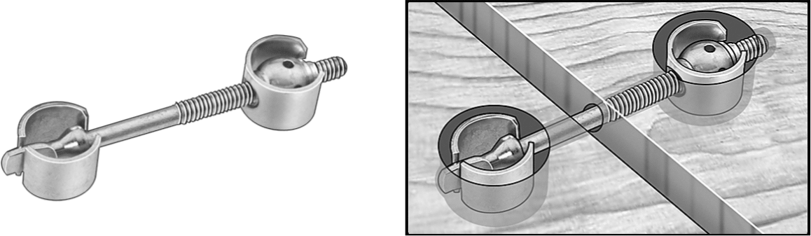 Ahşap için Gömme Montajlı Eklem Kelepçeleri, Başlıksız, 3/4" ila 1-1/2" Malzeme Kalınlığı için
