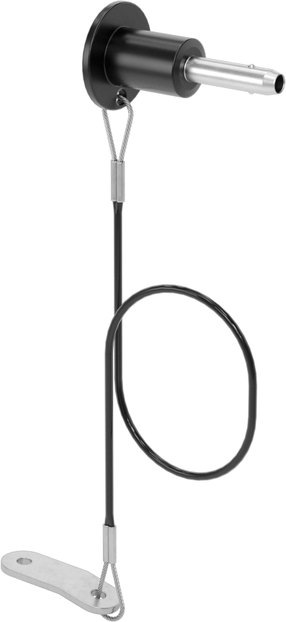 Topuz Tutamaklı Basmalı Düğme Hızlı Açma Pimi, Kordonlu, 3/16" Çap, 1/2" Kullanılabilir Uzunluk