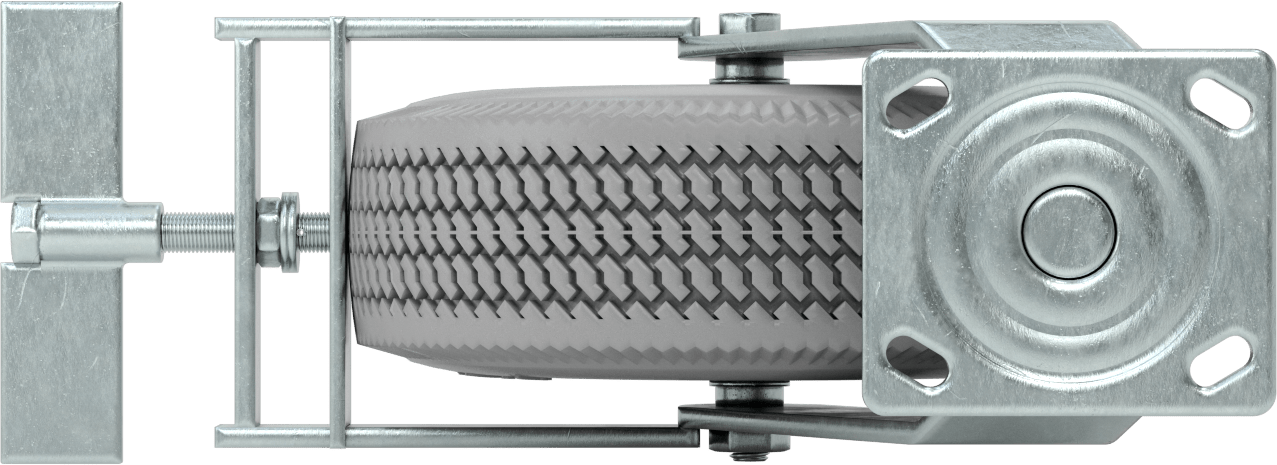 4-1/2" x 4" Plakalı Tekerlek, Frenli ve 10 inç Çapında Gri Kauçuk Pnömatik Tekerlekli Döner Tekerlek