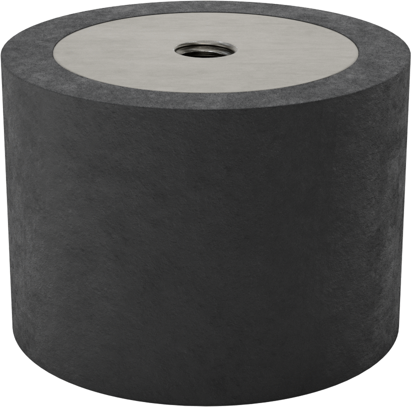 Neopren Titreşim Sönümleyici Sandviç Montaj, M12 x 1.75 mm Dişli Çelik Ek Parçalı, 720 lbs. Kapasite — M12 × 1.75 mm, 2 1⁄4", 3 1⁄8"