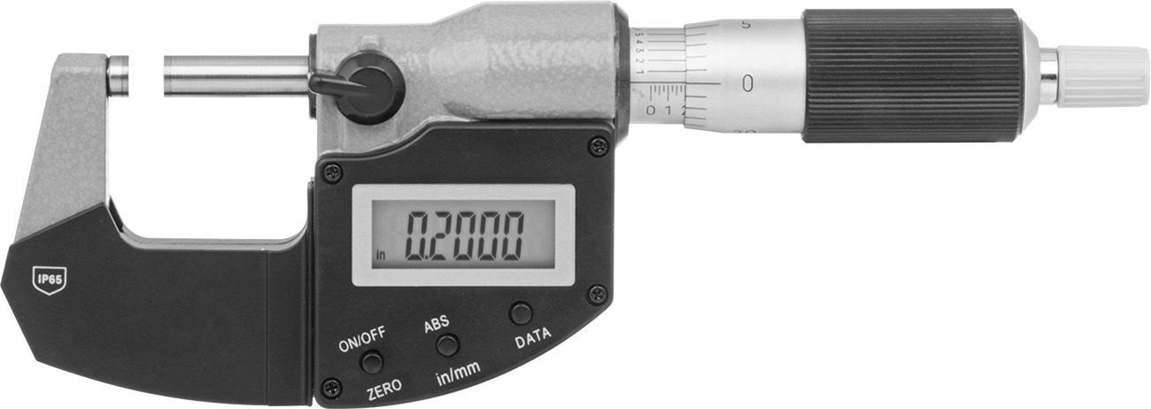Soğutma Sıvısına Dayanıklı Elektronik Dış Mikrometre, 0" ila 1" ve 0 mm ila 25 mm Ölçüm Aralığı