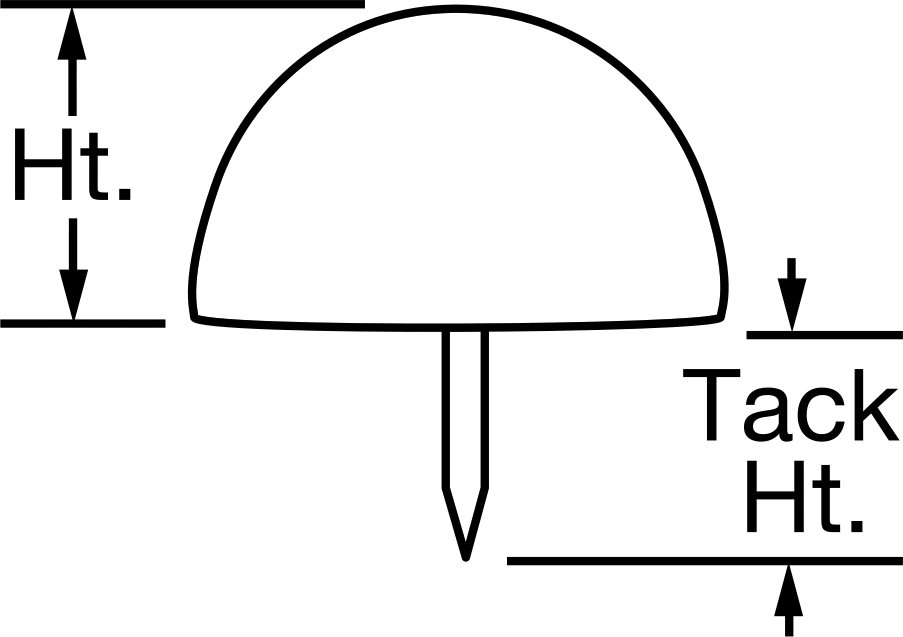SBR Kauçuk Çivili Tamponlar, Yuvarlak Üstlü, 3/8" Dış Çap