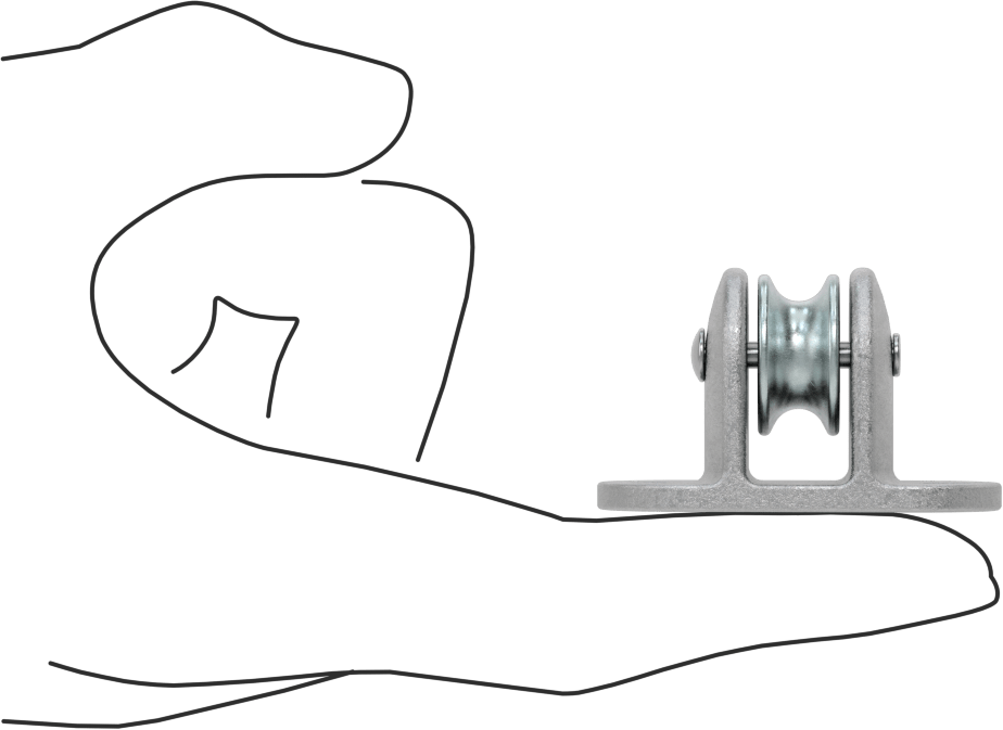 Yatay Çekme için Halatlı Montajlı Kasnak, Çelik, 1/4" Çap için, 7/8" Genişlik, 11/16" Dış Çap