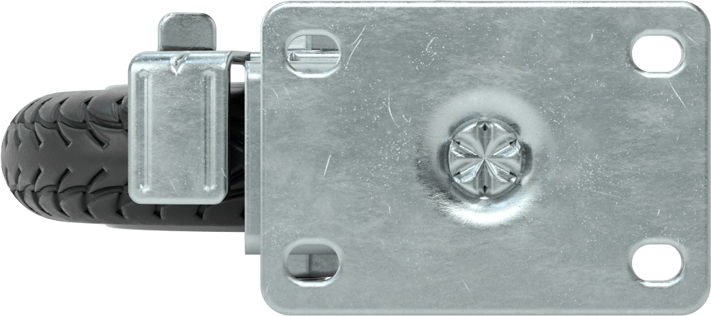 3-3/4" x 2-5/8" Montaj Plakalı Tekerlek, Frenli ve Patlamayan 6 inç Çapında Kauçuk Tekerlekli Döner Ayak