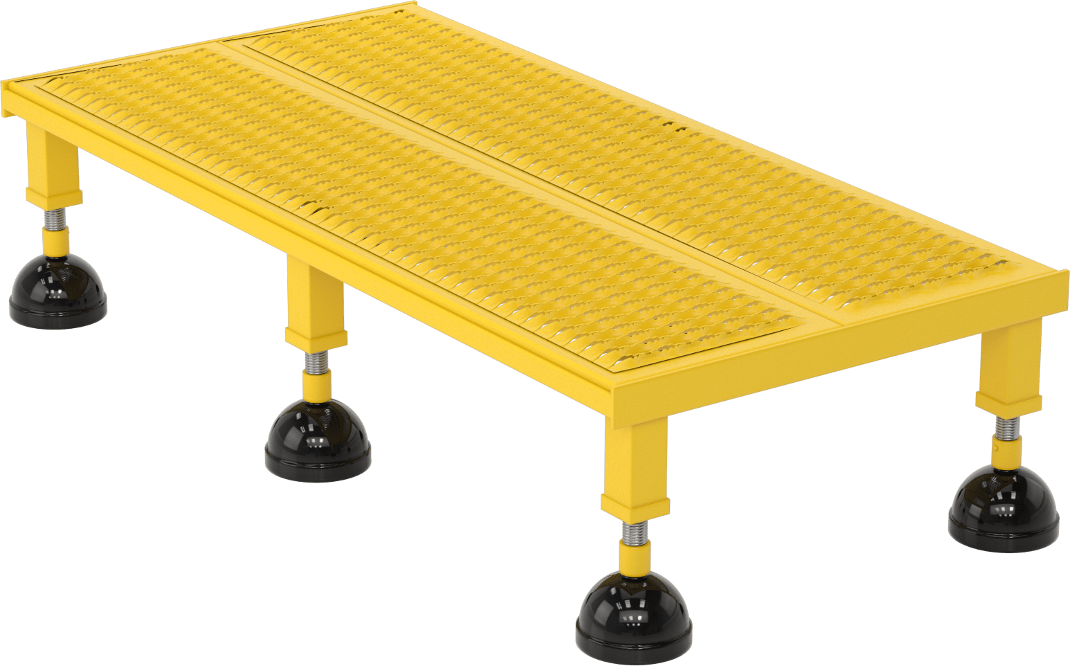 Yuvarlanan Çalışma Platformu, Sarı Toz Boyalı Çelik, 8-3/4" ila 12" Yükseklik x 51" Toplam Genişlik — 1, ANSI-ASC A14.7, ANSI/ALI Standar…
