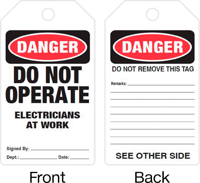 Kilitleme/Etiketleme Etiketleri, (Tehlike - Çalışan Elektrikçiler Tarafından Çalıştırılmamalıdır) — Danger—Do Not Operate Electricians at…