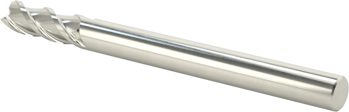 Hızlı Kesim Karbür Yuvarlak Kenarlı Kare Uçlu Freze, Kaplamasız, 1/8" Freze Çapı, 0.01 inç Köşe Kesim Yarıçapı