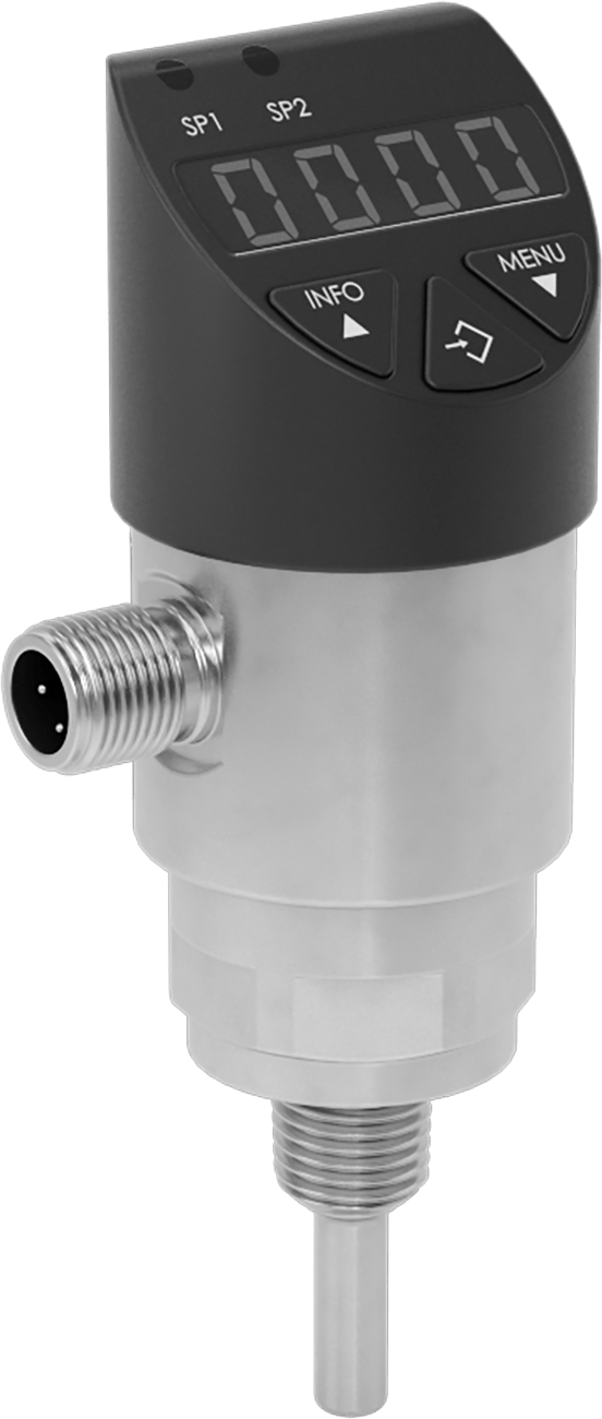 Dijital Ekranlı Elektronik Sıcaklık Anahtarları, 0° - 170°F Sıcaklık Aralığı, 1/4" Çap x 1" Uzunlukta Prob