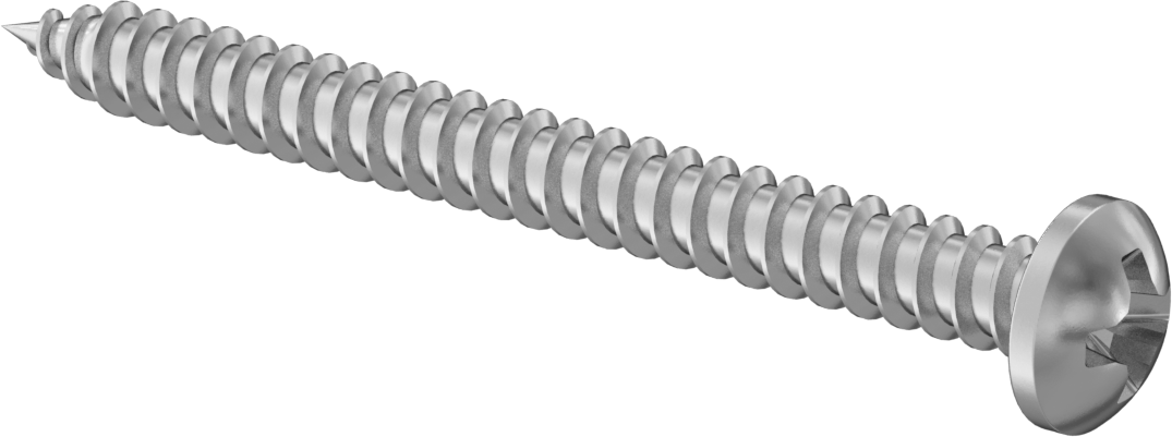 Sac Metal için Phillips Yuvarlak Başlı Vidalar, 18-8 Paslanmaz Çelik, 4 Numara Vida Boyutu, 1-1/4" Uzunluk — No. 4, 1 1⁄4", Sivri