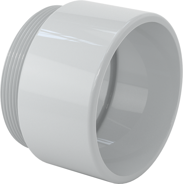 Sert PVC Kanal için 4 Anma Ölçüsü Dişi x 4 NPT Erkek Adaptör — Adaptör, Konektör, Plastic, PVC, Düz