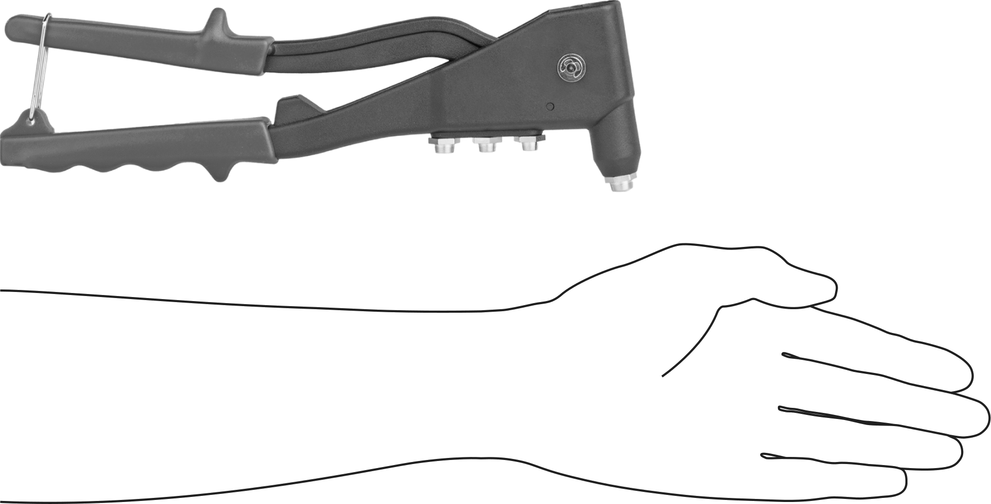 Pop Perçinler ve Perçin Somunları için Alet, 3/4" Çap x 1-1/4" Uzunluğunda Burun, 10-1/2" Uzunluk