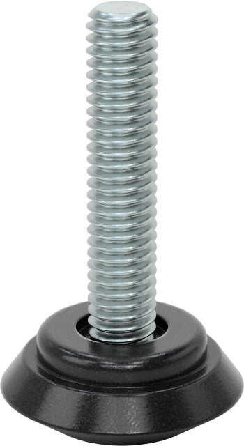 PVC Tabanlı Sert Seviyelendirme Montaj Parçaları, 1-1/2" Uzunlukta 5/16"-18 Dişli Çinko Kaplı Çelik Saplamalı — 5/16"-18, Sert, 1 1/8"