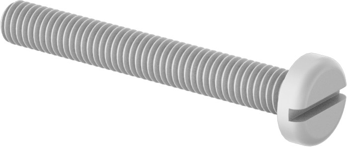 Naylon Silindir Başlı Oluklu Vidalar, 10-32 Diş, 1-1/2" Uzunluk