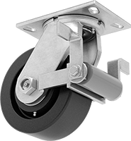 6-1/4" x 4-1/2" Plakalı Viking Tekerlek, Yüksek Kapasiteli, Frenli Döner Tekerlek ve