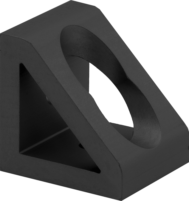 Siyah Köşebent Braketi, 1" Uzunluk, 1" Yüksekliğinde Raylı T-Yivli Çerçeveleme için