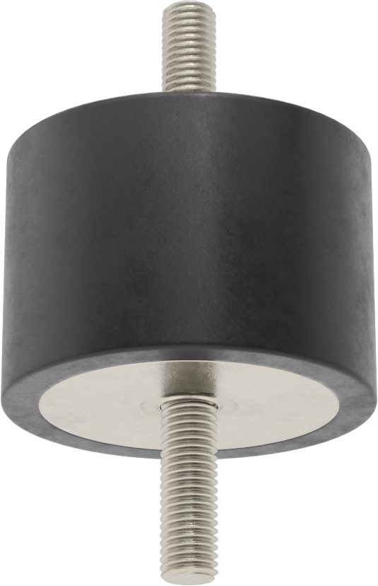 Doğal Kauçuk Titreşim Sönümleyici Sandviç Montaj, M12 x 1.75 mm Dişli 304 Paslanmaz Çelik Saplamalı, 1100 lbs. Kapasite