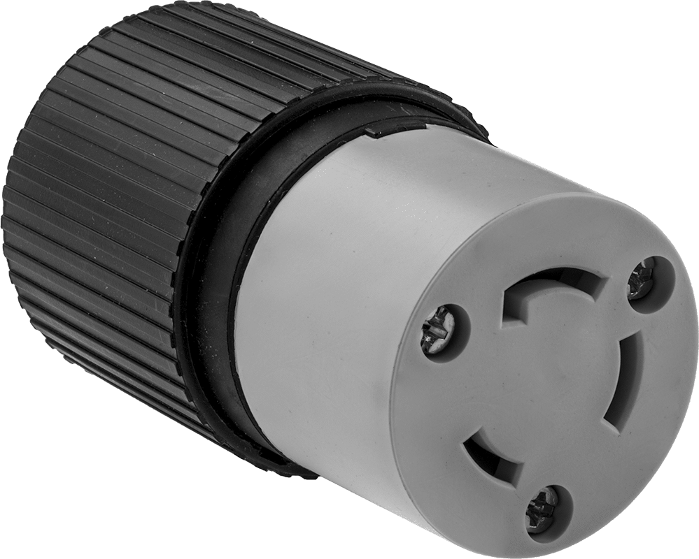 Premium Dönme Kilitli Konektör, Üç Yuvalı Soket, Topraklanmamış, NEMA L10-20 — 125V AC/250V AC, 20A, Dişi