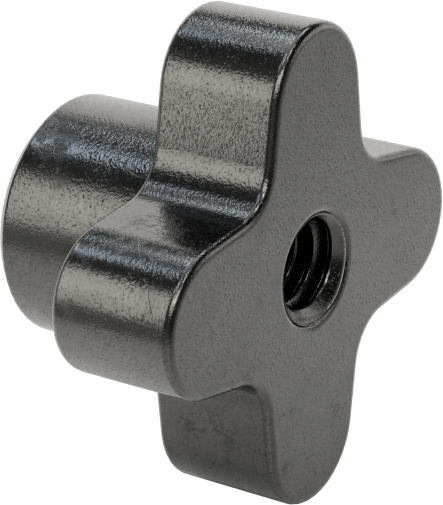 Demir Topuz, Dört adet kol tutacağı, 1/4"-20 Diş x 11/16" Derinlikte Delik