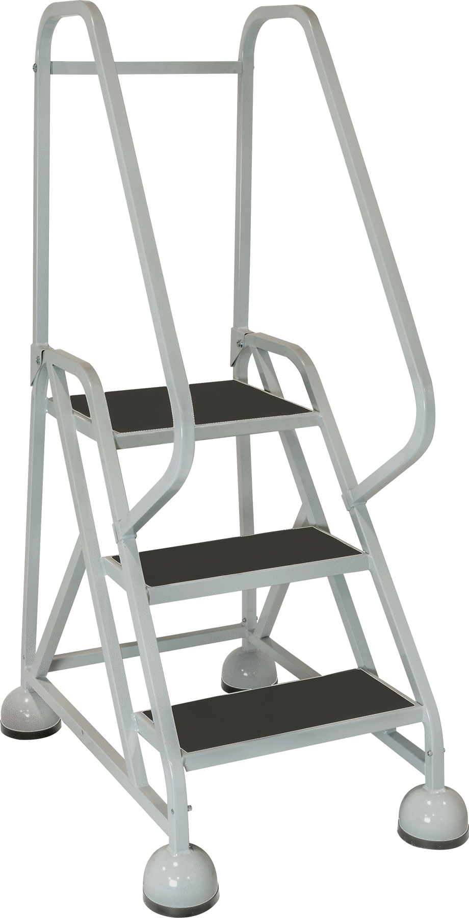 Yüksek Kararlıklı Yuvarlanan Platform Merdiveni, Her İki Yanda Tutamak, 4'9" Yükseklik x 32" Derinlik Toplam — 27", 3, Her İki Taraf