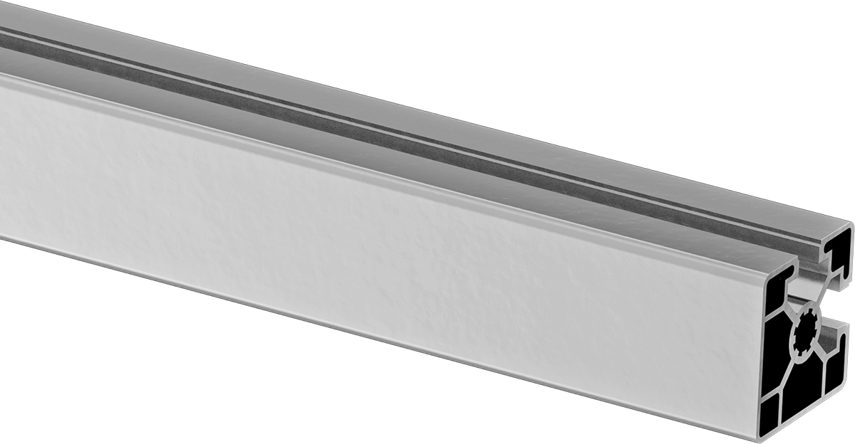 T-Yivli Çerçeve, Tek Köşeli 2 Yuvalı Ray, Gümüş, 30 mm Kare, İçi Boş