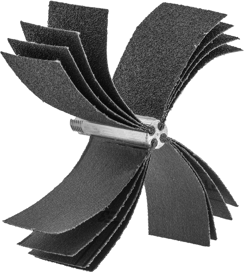 İç Zımparalama için Lamelli Zımpara Çarkı, Pürüzsüz Yüzey ve 3-1/8" ila 4" İç Çap için, 4 Kanatlı Paketler