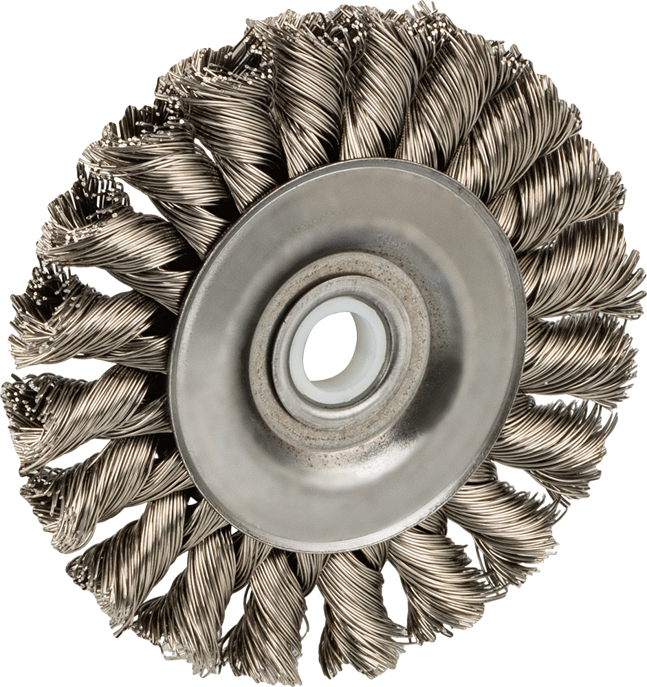 Güçlü Temizleyici Paslanmaz Çelik Tekerlek Fırçası, CNC Makineleri için, 3" Çaplı Fırça, 0.012 inç Çap Kıllar