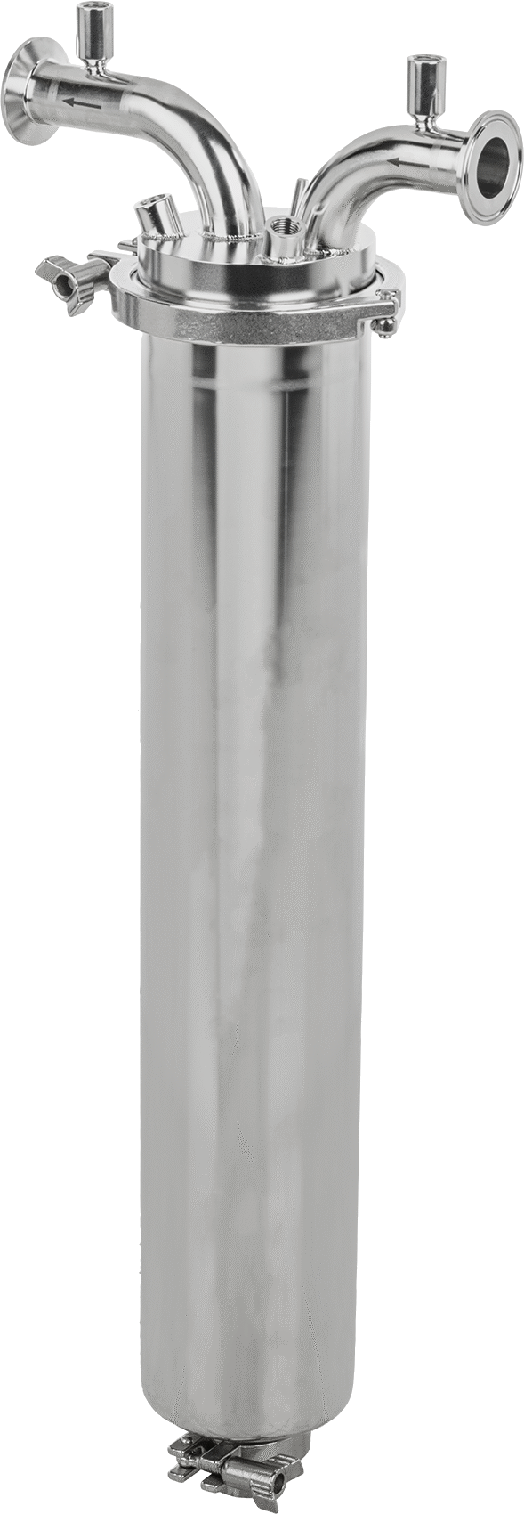Hijyenik Metal Filtre Muhafazası, 21.9" Yükseklik x 2.2" İç Çap Kartuş için