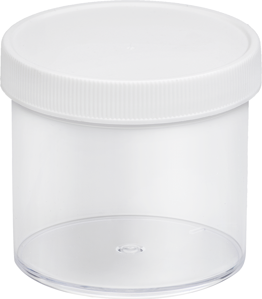 Şeffaf Polistiren Plastik Kavanoz, 6 FL oz/175 ml Kapasite — 6 fl. oz., 175 ml, 2 3⁄4", Plastic, Polypropylene, Polystyrene