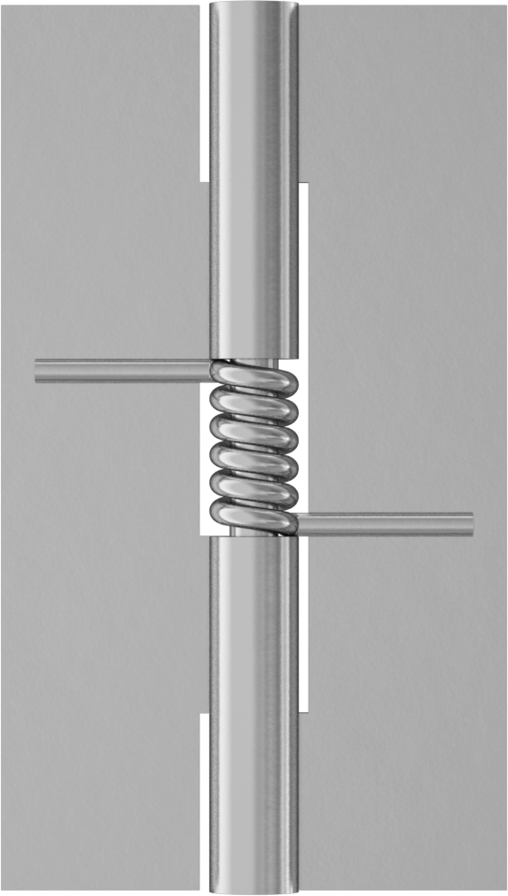 Yaylı Menteşe, Kendinden Kapanan, Parlatılmış 304 Paslanmaz Çelik, 2-3/16" x 5/8" — Delikli, 304 Stainless Steel, Stainless Steel, 1 1⁄4"