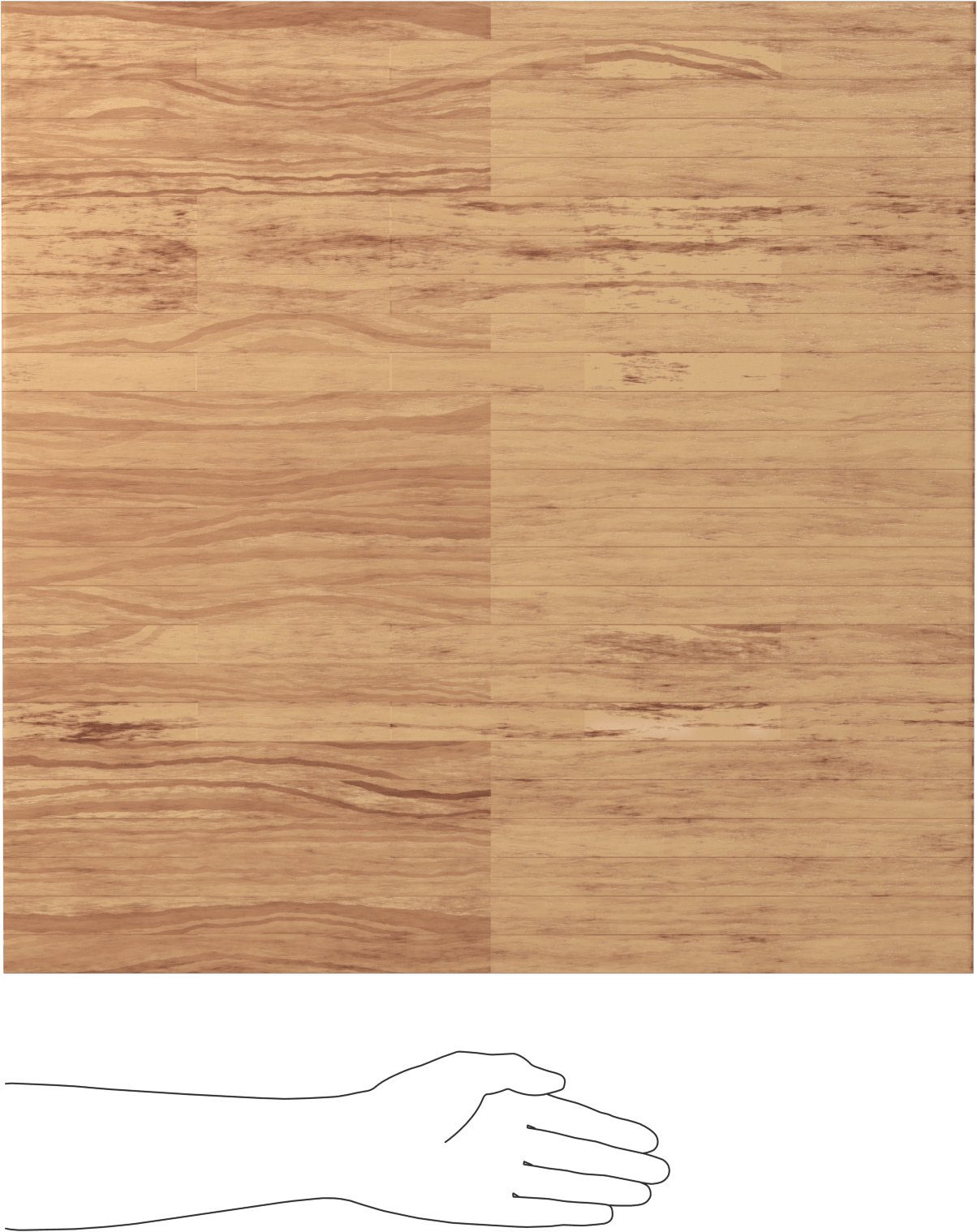 Ahşap Tezgah Üstü, 24" Genişlik x 24" Derinlik x 1-3/4" Kalınlık, Düz Ön Kenarlı
