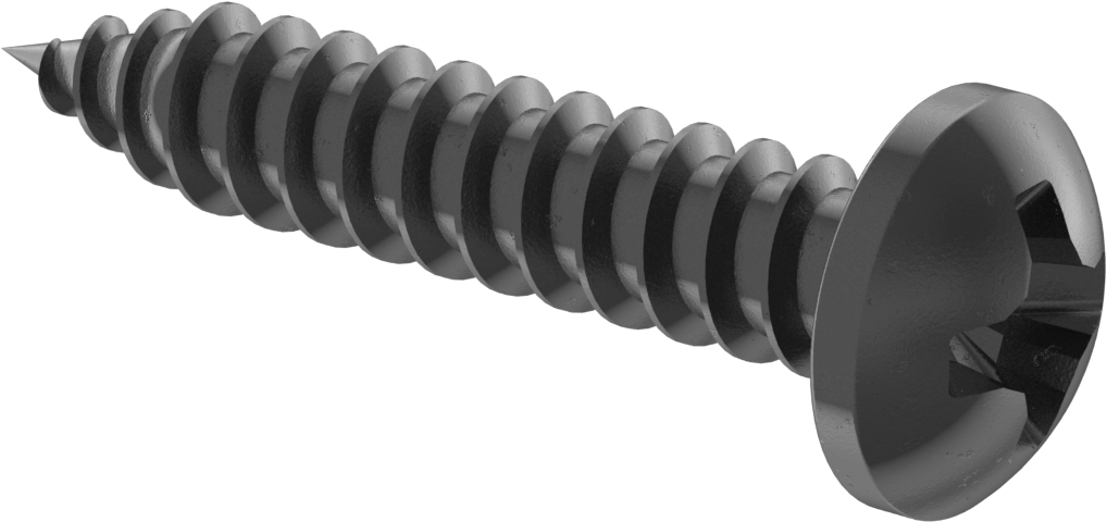 Metal için Phillips Yuvarlak Başlı Vidalar, Siyah Oksit 18-8 Paslanmaz Çelik, Numara 8 Vida Boyutu, 7/8" Uzunluk — No. 8, 7⁄8", Sivri