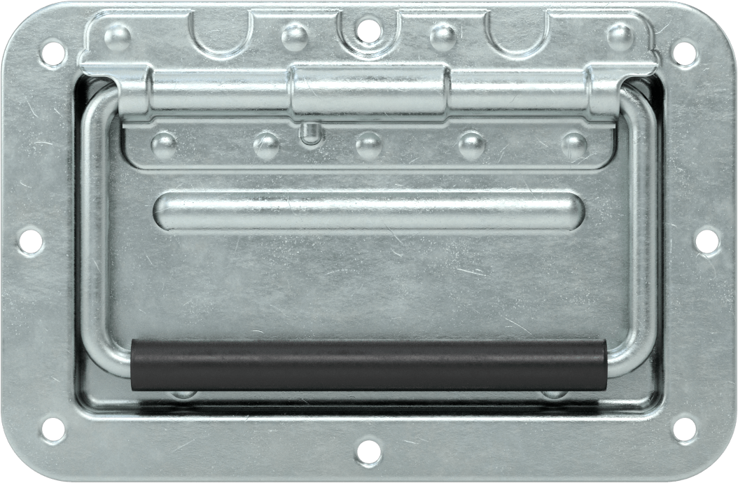 Montaj Plakalı Gömme Katlanır Çekme Kolu, Dişsiz Delikli, Çinko Kaplı Çelik, 2-5/8" Çıkıntı
