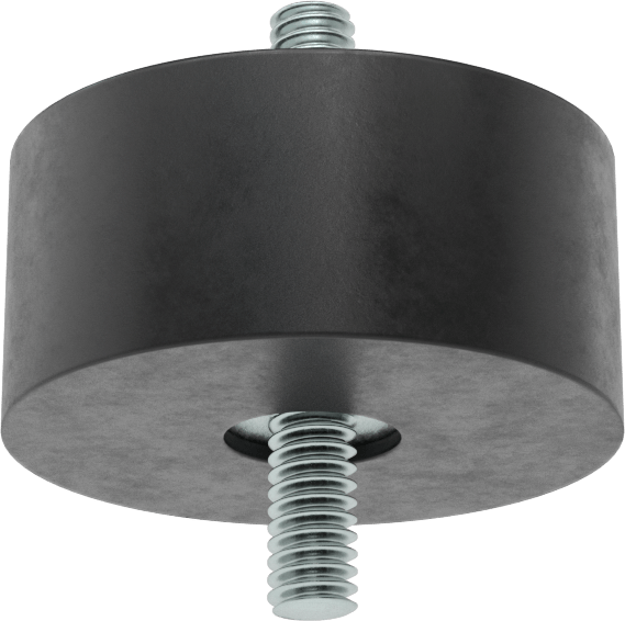 Sorbothane Titreşim Sönümleyici Sandviç Montaj, 1/4"-20 Dişli Çinko Kaplı Çelik Saplamalı, 40 lbs. Kapasite