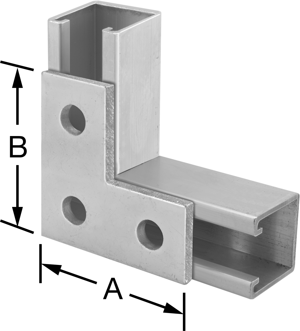 Strut Kanalı Braketi, Dirsek, Çinko Kaplı Çelik, 3-1/2" Uzunluk, Bağlantı Elemanlı